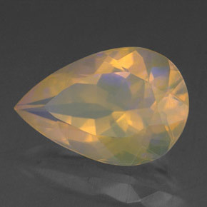 1.68캐럿 천연 멀티컬러 오팔, 배 모양, 11.5×7.7 mm, 투명한