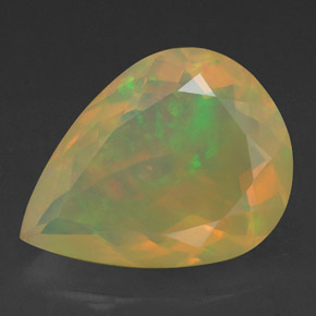 2.28캐럿 천연 멀티컬러 오팔, 배 모양, 12.9×9.8 mm, 투명한