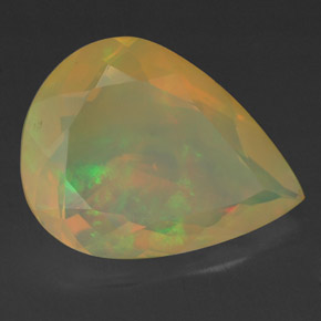 2.28캐럿 천연 멀티컬러 오팔, 배 모양, 12.9×9.8 mm, 투명한