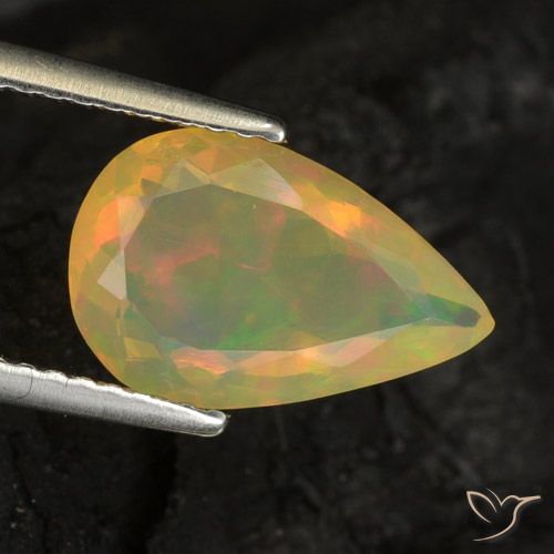 1.65ct 자연스러운 다색 오팔, 배 모양, 투명한