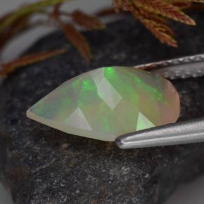 1.45캐럿 천연 멀티컬러 오팔, 배 모양, 11.4×7.9 mm, 투명한