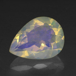 1.87캐럿 천연 멀티컬러 오팔, 배 모양, 11.4×8.6 mm, 투명한