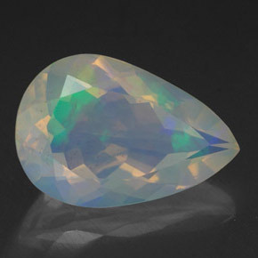 2.80캐럿 천연 멀티컬러 오팔, 배 모양, 13.9×9.4 mm, 투명한