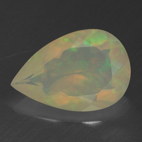 1.43캐럿 천연 멀티컬러 오팔, 배 모양, 12×8.1 mm, 투명한