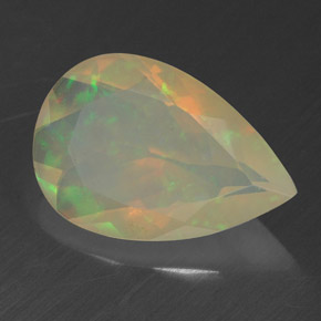 1.43캐럿 천연 멀티컬러 오팔, 배 모양, 12×8.1 mm, 투명한