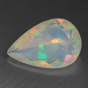1.40캐럿 천연 멀티컬러 오팔, 배 모양, 12.5×8.2 mm, 투명한