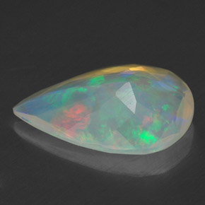 1.40캐럿 천연 멀티컬러 오팔, 배 모양, 12.5×8.2 mm, 투명한