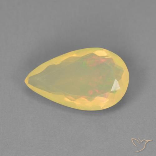 1.29ct 자연스러운 다색 오팔, 배 모양, 투명한