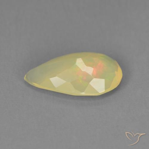 1.29캐럿 천연 다색 오팔, 배 모양, 투명한