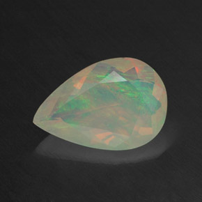 1.26캐럿 천연 멀티컬러 오팔, 배 모양, 11.3×7.7 mm, 투명한