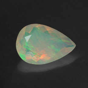 1.26캐럿 천연 멀티컬러 오팔, 배 모양, 11.3×7.7 mm, 투명한