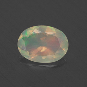 0.48캐럿 천연 멀티컬러 오팔, 투명한, 7.7×5.6 mm, 투명/반투명