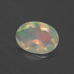 0.48캐럿 천연 멀티컬러 오팔, 투명한, 7.7×5.6 mm, 투명/반투명