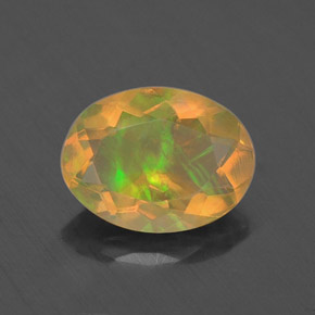 0.74캐럿 천연 멀티컬러 오팔, 투명한, 8×6 mm, 투명/반투명