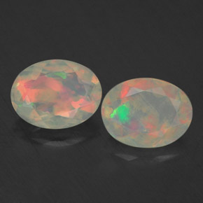 캐럿 천연 멀티컬러 오팔 보석, 투명한, 8×6.1 mm, 투명/반투명