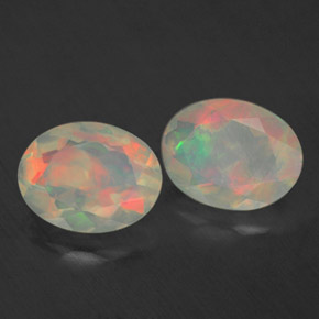 캐럿 천연 멀티컬러 오팔 보석, 투명한, 8×6.1 mm, 투명/반투명