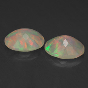 캐럿 천연 멀티컬러 오팔 보석, 투명한, 8×6.1 mm, 투명/반투명