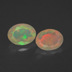 캐럿 천연 멀티컬러 오팔 보석, 투명한, 7.9×6 mm, 투명/반투명