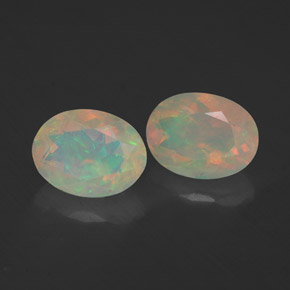 캐럿 천연 멀티컬러 오팔 보석, 투명한, 8×6 mm, 투명/반투명