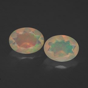 캐럿 천연 멀티컬러 오팔 보석, 투명한, 8×6.1 mm, 투명/반투명