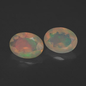 캐럿 천연 멀티컬러 오팔 보석, 투명한, 8×6.1 mm, 투명/반투명