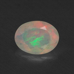 0.64캐럿 천연 멀티컬러 오팔, 투명한, 7.7×5.8 mm, 투명/반투명