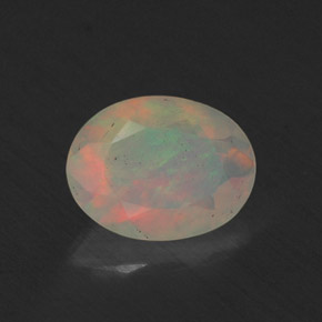 0.64캐럿 천연 멀티컬러 오팔, 투명한, 7.7×5.8 mm, 투명/반투명
