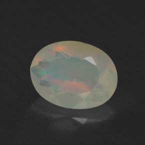 0.64캐럿 천연 멀티컬러 오팔, 투명한, 7.9×6 mm, 투명/반투명