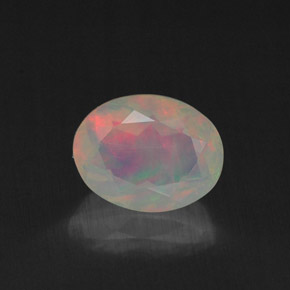 0.80캐럿 천연 멀티컬러 오팔, 투명한, 7.6×6 mm, 투명/반투명