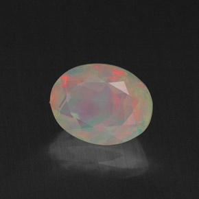0.80캐럿 천연 멀티컬러 오팔, 투명한, 7.6×6 mm, 투명/반투명