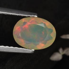 0.67캐럿 천연 옐로우 오팔, 타원형 컷, 8×6 mm, 투명한