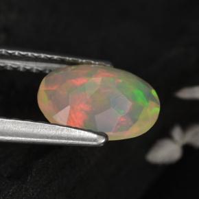 0.67캐럿 천연 옐로우 오팔, 타원형 컷, 8×6 mm, 투명한