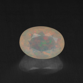 0.87캐럿 천연 멀티컬러 오팔, 투명한, 8×5.8 mm, 투명/반투명