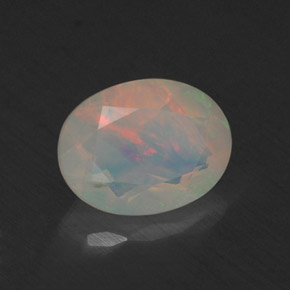0.67캐럿 천연 멀티컬러 오팔, 투명한, 7.9×6 mm, 투명/반투명