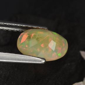 0.72캐럿 천연 옐로우 오팔, 타원형 컷, 8×5.9 mm, 투명한
