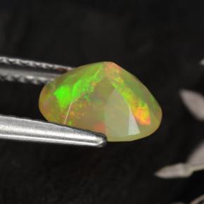 0.70캐럿 천연 멀티컬러 오팔, 타원형 컷, 7.8×5.9 mm, 투명한