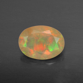 0.87캐럿 천연 멀티컬러 오팔, 타원형 컷, 8×6 mm, 투명한
