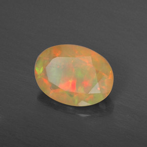0.87캐럿 천연 멀티컬러 오팔, 타원형 컷, 8×6 mm, 투명한