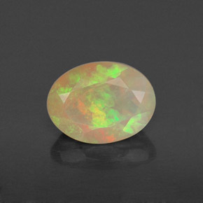 0.82캐럿 천연 멀티컬러 오팔, 투명한, 8×6 mm, 투명/반투명