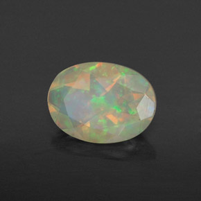 0.74캐럿 천연 멀티컬러 오팔, 투명한, 8.1×6 mm, 투명/반투명