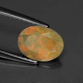 0.61캐럿 천연 멀티컬러 오팔, 투명한, 8.2×6.2 mm, 투명/반투명