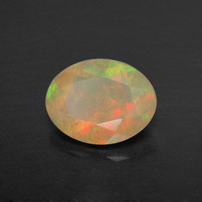 0.72캐럿 천연 멀티컬러 오팔, 투명한, 7.9×6.1 mm, 투명/반투명