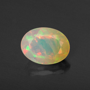 0.87캐럿 천연 멀티컬러 오팔, 타원형 컷, 8×6 mm, 투명한
