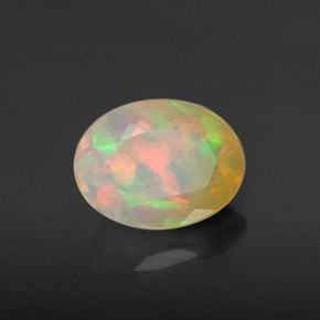 0.87캐럿 천연 멀티컬러 오팔, 타원형 컷, 8×6 mm, 투명한