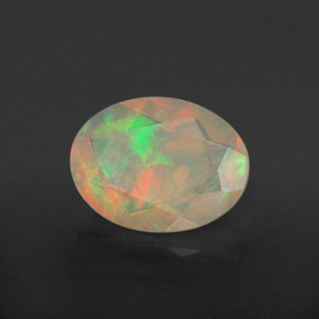 0.78캐럿 천연 멀티컬러 오팔, 투명한, 8.4×6.3 mm, 투명/반투명