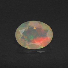 0.74캐럿 천연 멀티컬러 오팔, 타원형 컷, 8.2×6.2 mm, 투명한