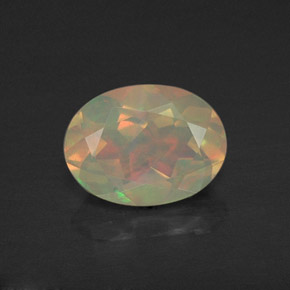 0.93캐럿 천연 멀티컬러 오팔, 타원형 컷, 8.2×6.2 mm, 투명한