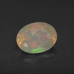 0.93캐럿 천연 멀티컬러 오팔, 타원형 컷, 8.2×6.2 mm, 투명한