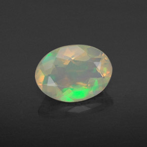 0.67캐럿 천연 멀티컬러 오팔, 투명한, 7.8×5.7 mm, 투명/반투명