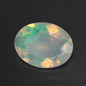 0.59캐럿 천연 멀티컬러 오팔, 투명한, 8×6.1 mm, 투명/반투명